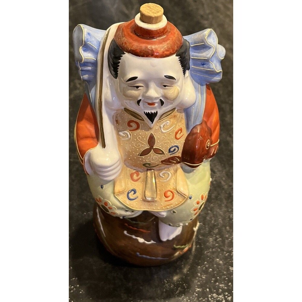 VTG JAPAN DAIKOKUTEN GOD OF WEALTH ORNATE FIGURE SAKE DECANTER